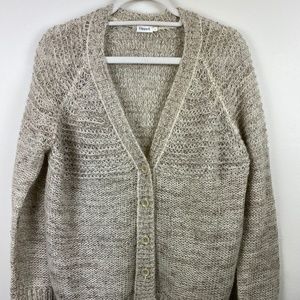 FILIPPA K GOLD THREAD LOOSE KNIT WOOL BLEND CARDIGAN SZ S